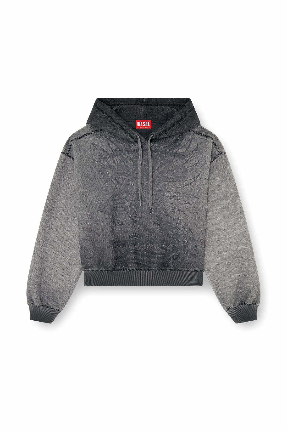 Diesel Hoodie with dévoré print - Sweaters Womens in Grey