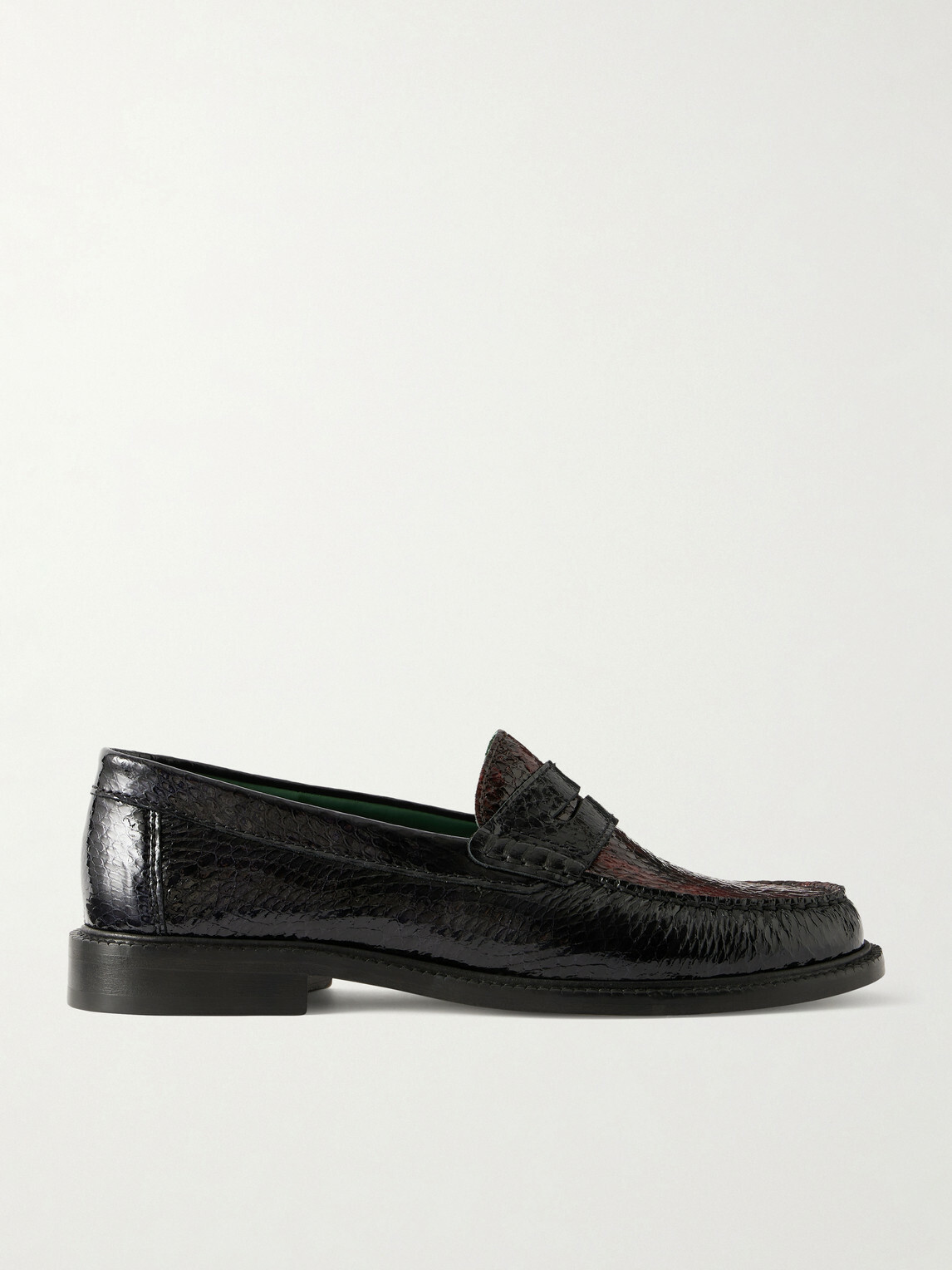 VINNY's - Yardee Snake-Effect Patent-Leather Loafers - Burgundy