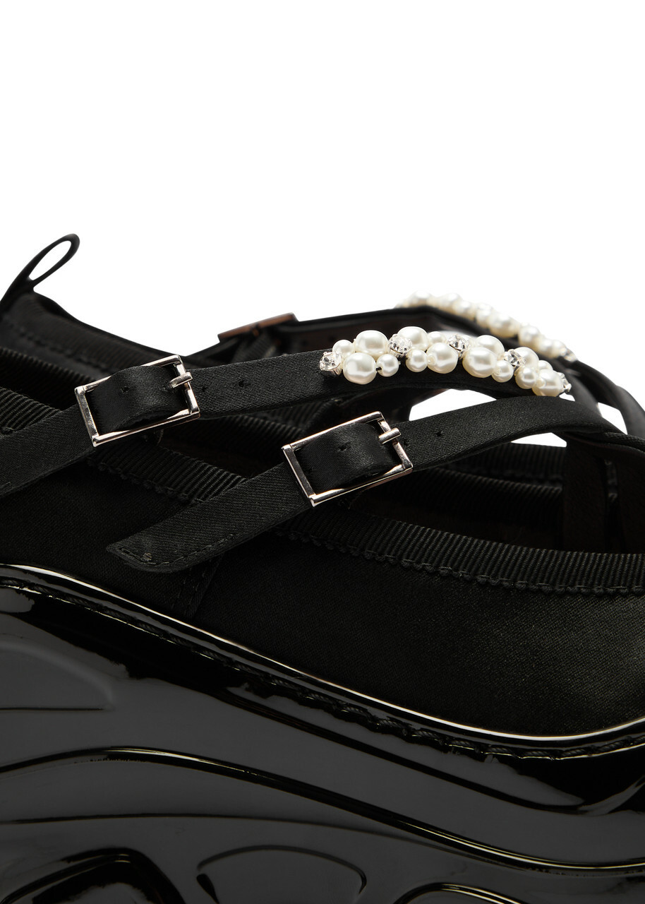 Simone Rocha Embellished Satin Sneakers Black Simone Rocha