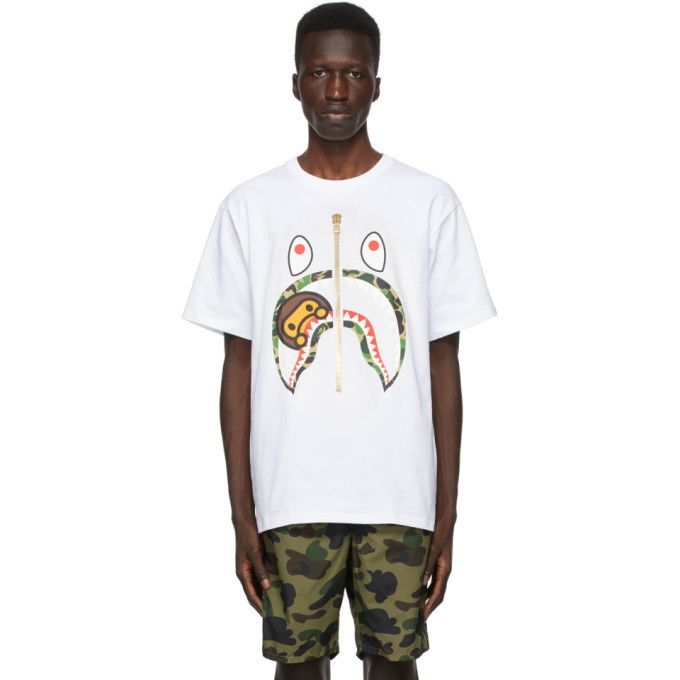 Photo: BAPE White Camo Milo Shark T-Shirt