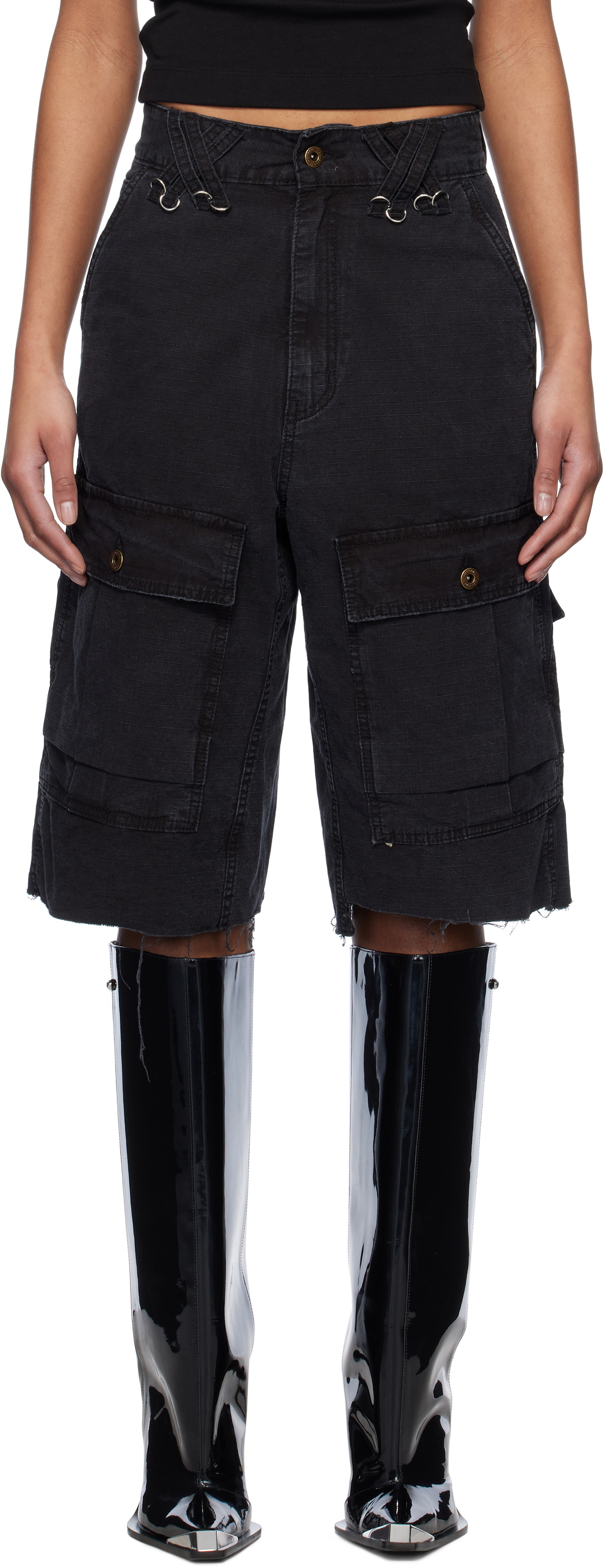 We11done Black Military Vintage Shorts