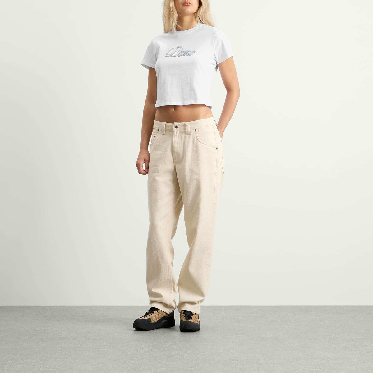 Dime Women's Cursive Denim T-Shirt in White