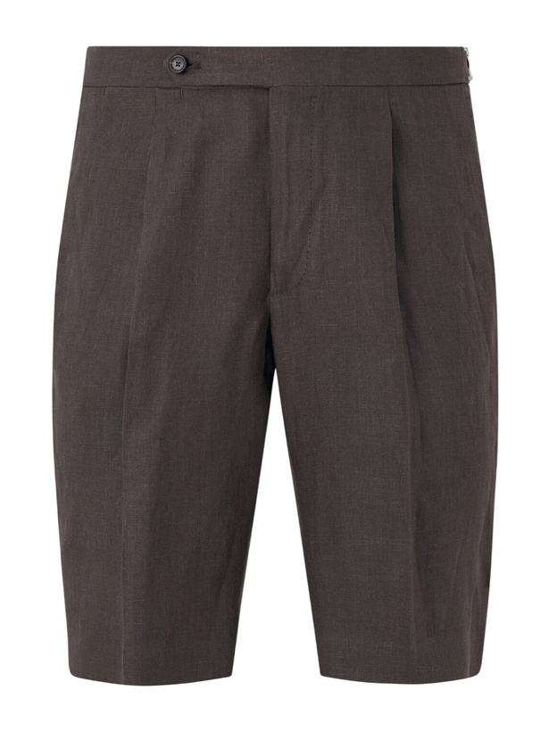 Photo: De Petrillo - Straight-Leg Linen Shorts - Brown