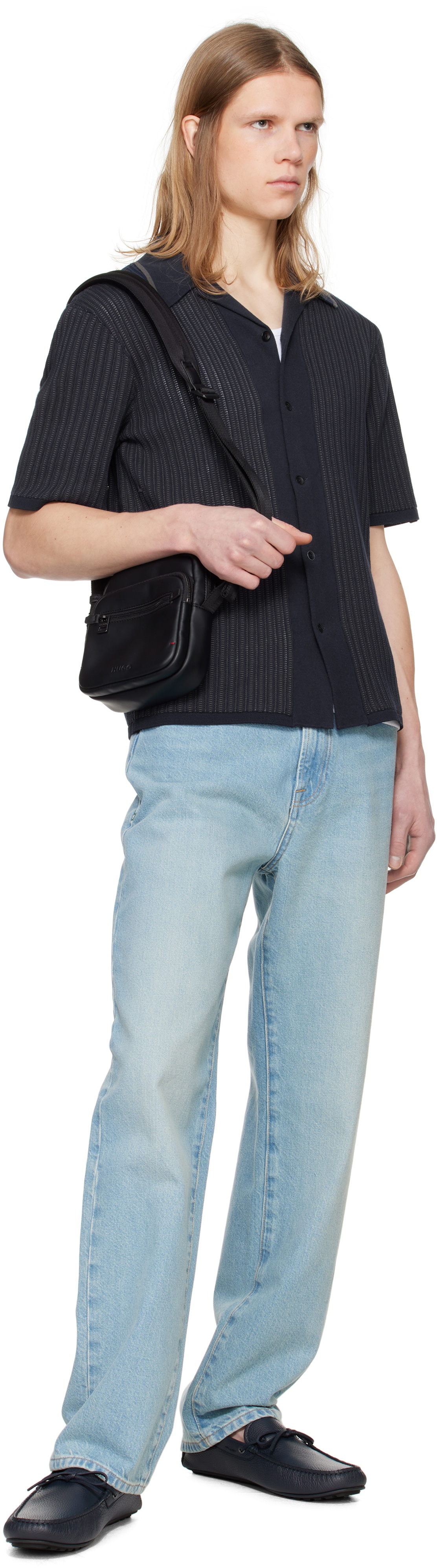 Hugo Black Faux-Leather Reporter Bag
