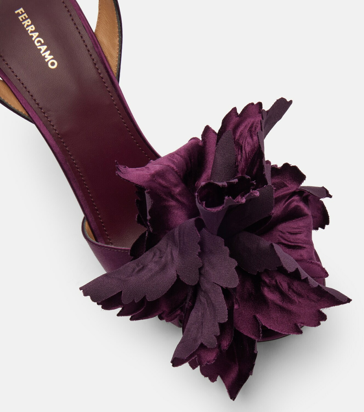 Ferragamo Ghilly 95 floral-appliqué satin sandals