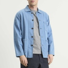Universal Works Men's Herringbone Bakers Overshirt in Washed Indigo