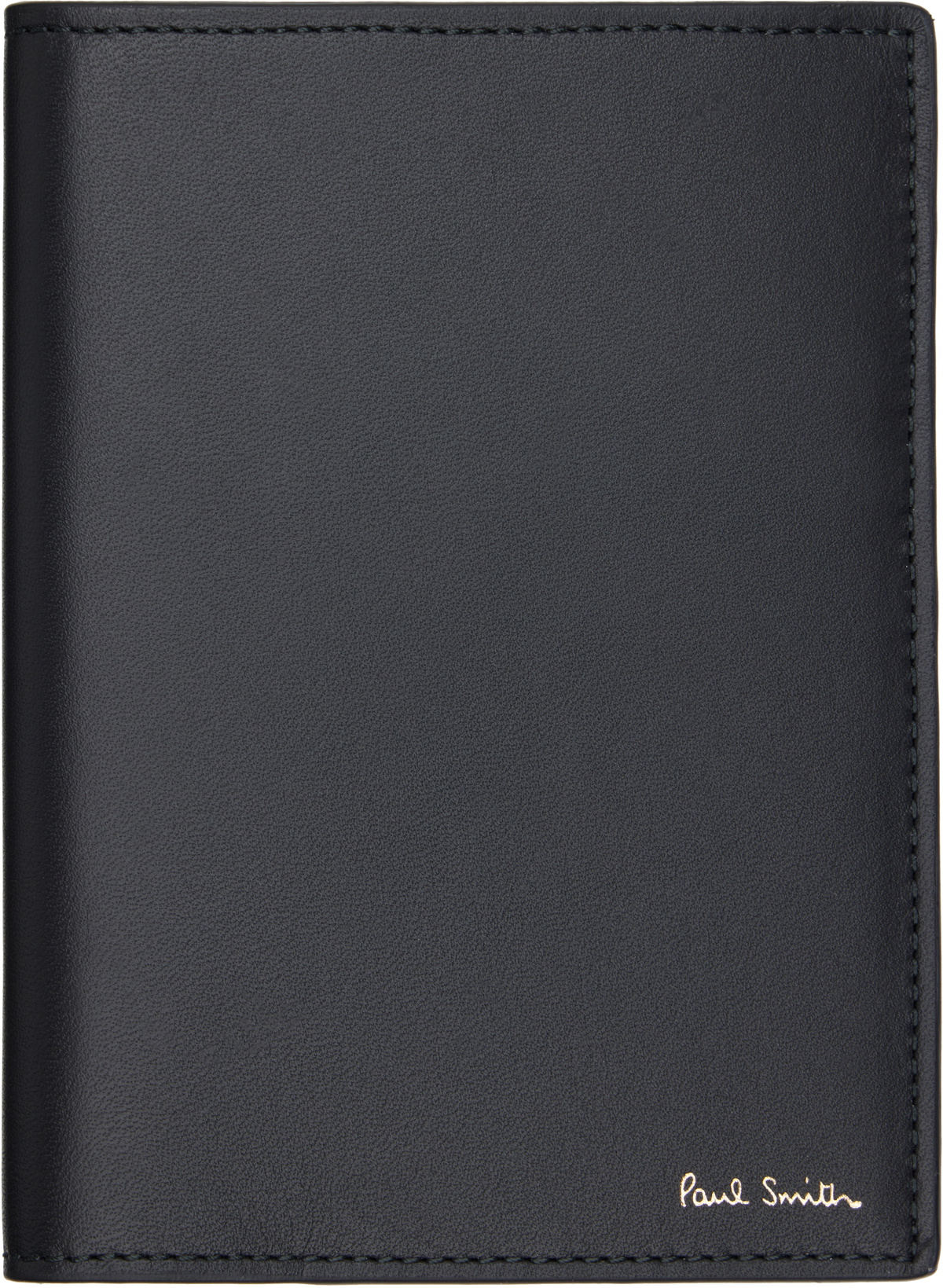 Paul Smith Black 'Signature Stripe' Interior Leather Passport Holder