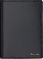 Paul Smith Black 'Signature Stripe' Interior Leather Passport Holder