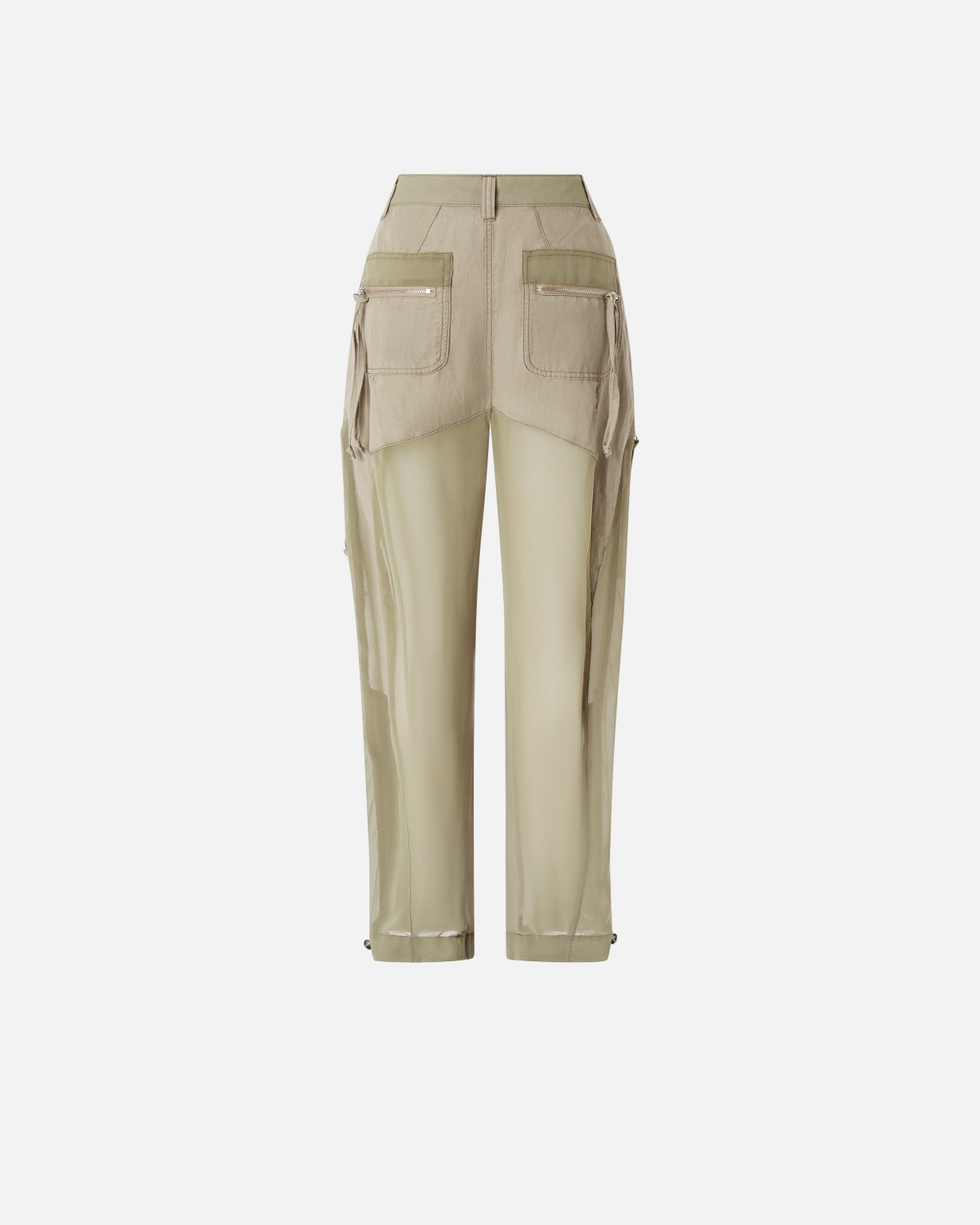 Pinko P Pants With Zip And Transparent Inserts Lichen Green