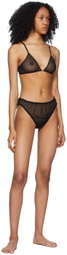 Balenciaga Black Mesh BB Open Front Triangle Bra
