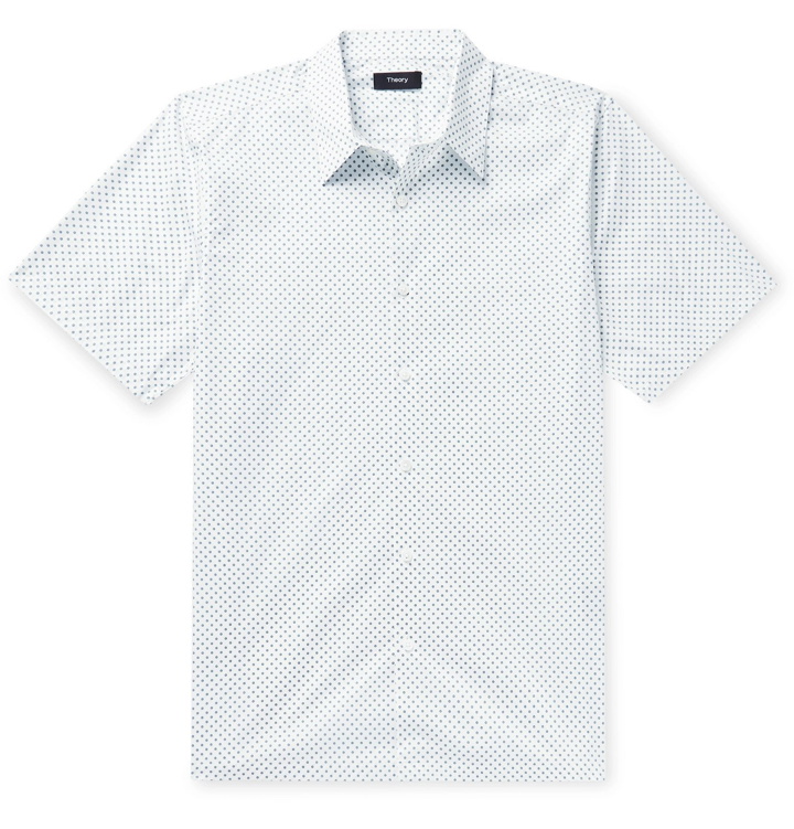 Photo: Theory - Irving Slim-Fit Printed Stretch-Cotton Poplin Shirt - White