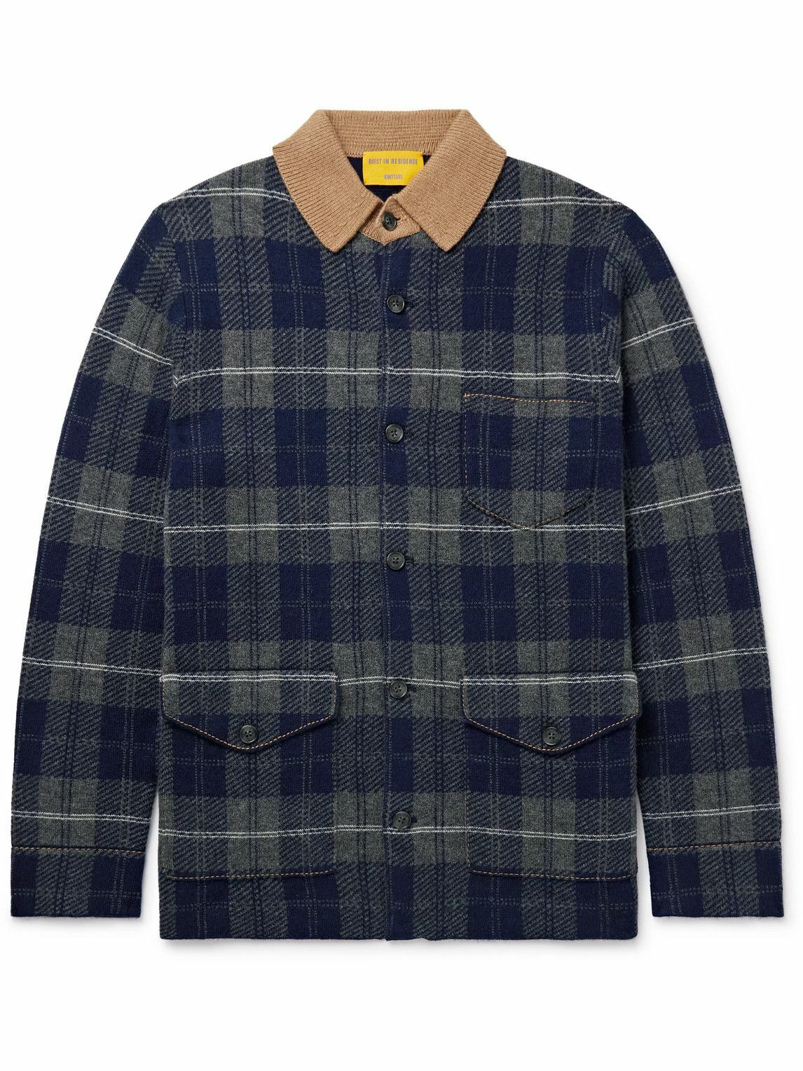 Guest In Residence - Checked Wool and Cashmere-Blend Overshirt - Blue