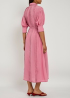 Lovebirds Natalie Pintuck Silk-chiffon Midi Dress Pink