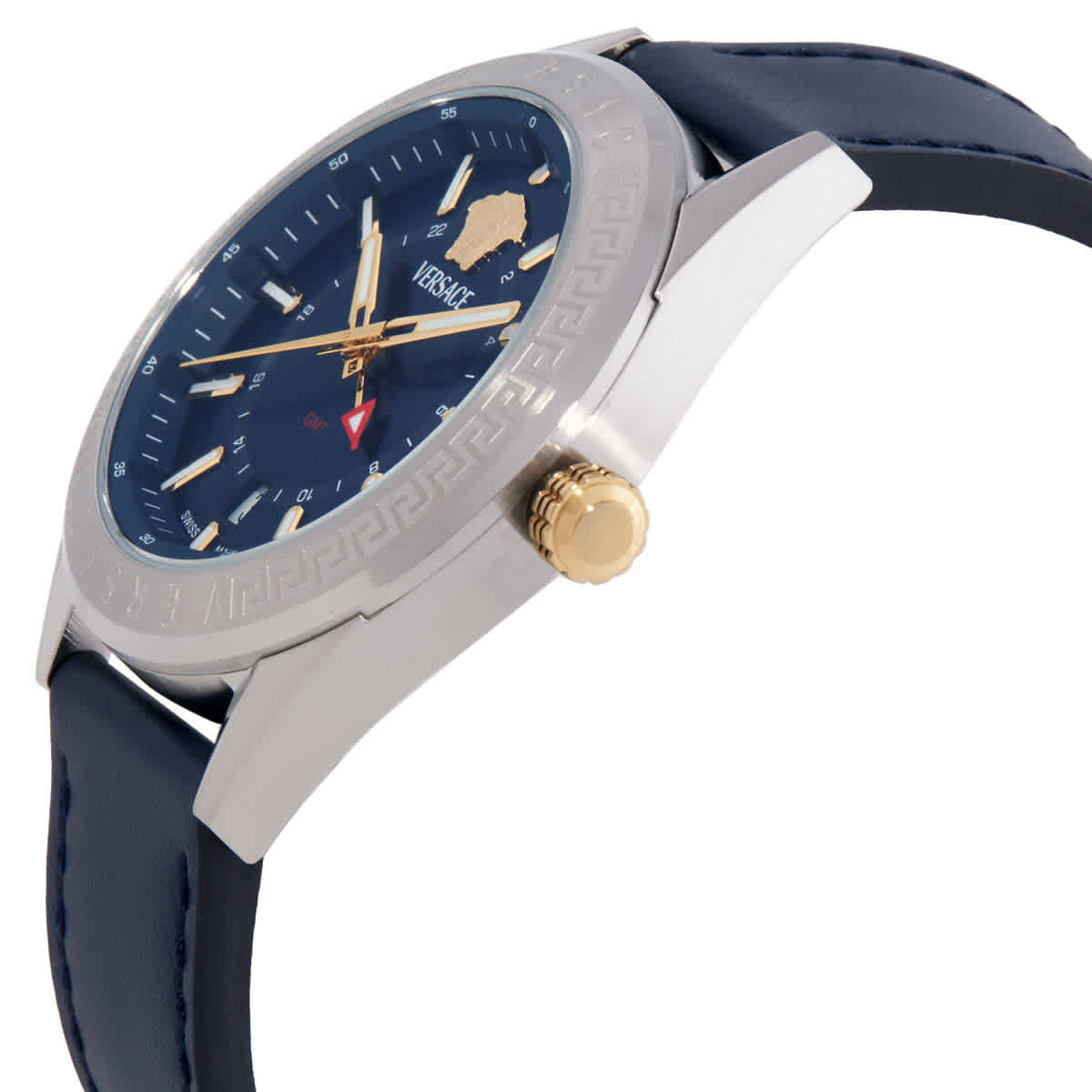 Versace V-Code GMT Quartz Blue Dial Mens Watch VEAFA0124 Versace