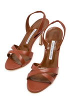 Manolo Blahnik Callasli 90 Leather Slingback Sandals Brown