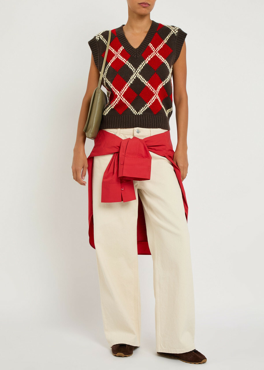 Guest In Residence Argyle Checked Wool and Cashmere-blend Vest Stripe