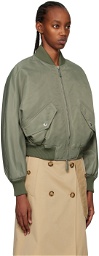 Burberry Green Zip Bomber Jacket