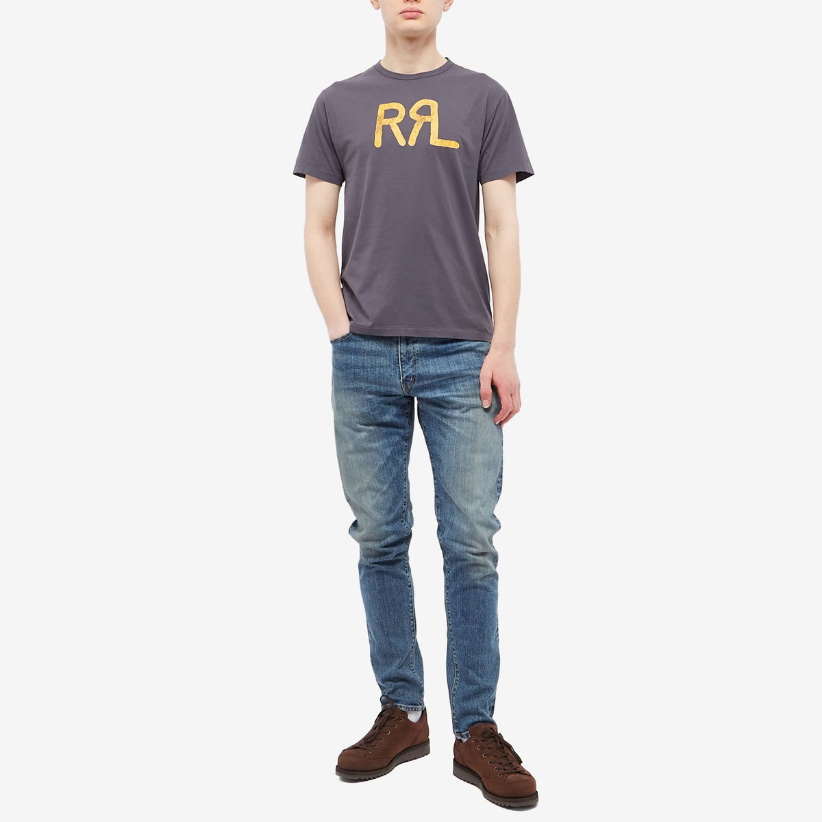 Tシャツ・カットソー RRL Men T Shirts 782959793 001 Blue RRL RALPH LAUREN men's indigo crew neck T-shirt size M