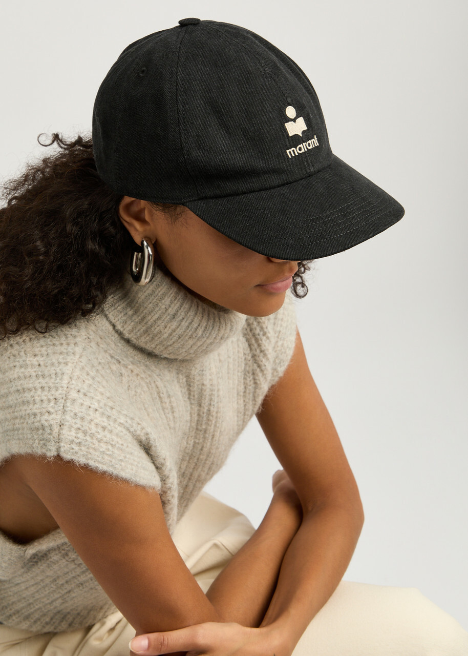 Isabel Marant Tomas Logo Cotton cap Black