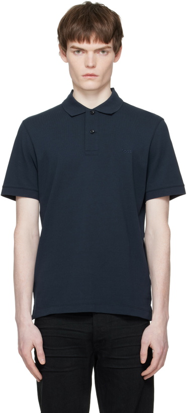 Photo: BOSS Navy Regular-Fit Cotton Polo