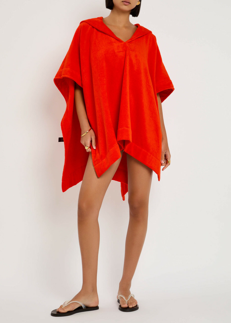 Lisa Marie Fernandez Hooded Terry Beach Poncho Red