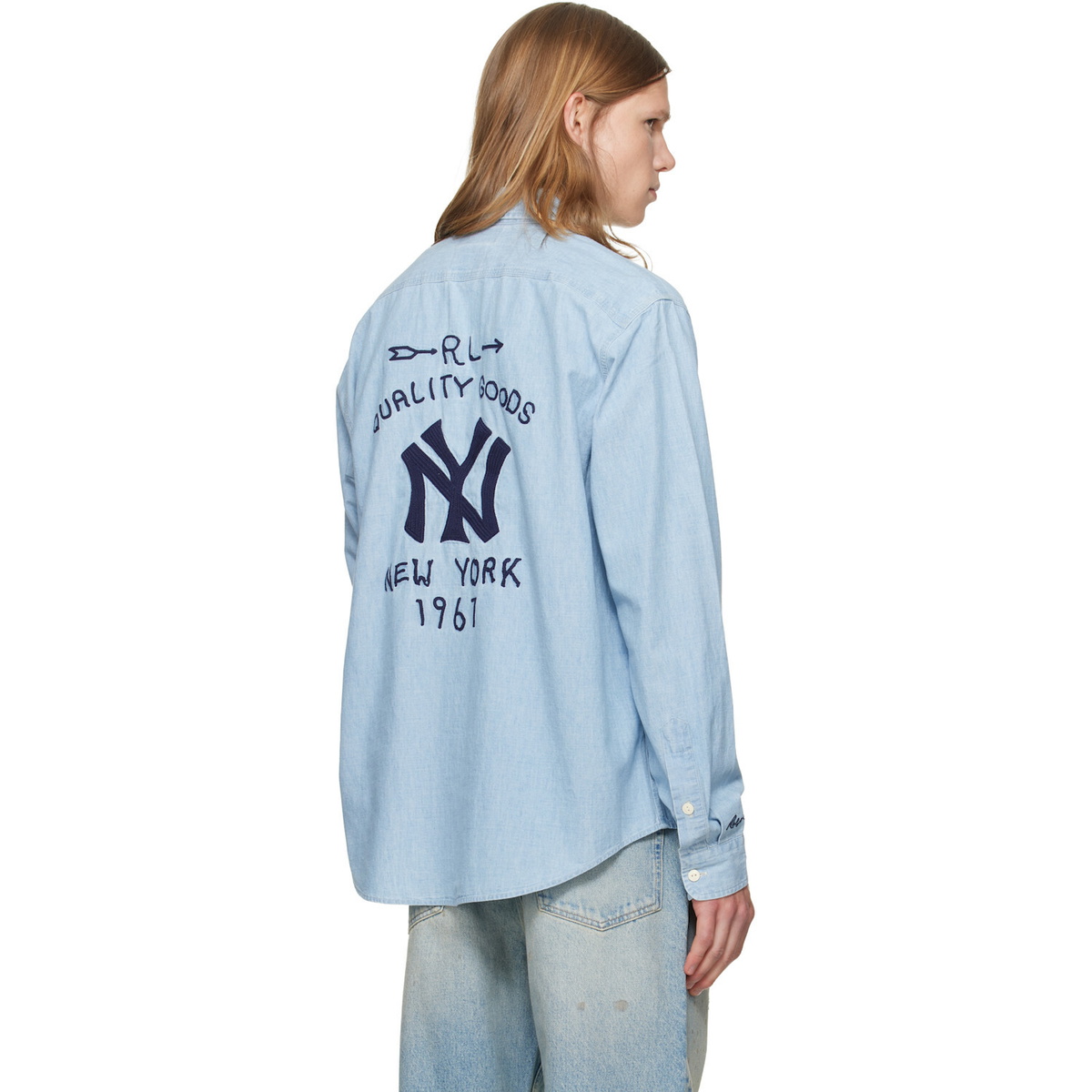 Polo Ralph Lauren Blue MLB Edition Yankees Work Shirt Polo Ralph