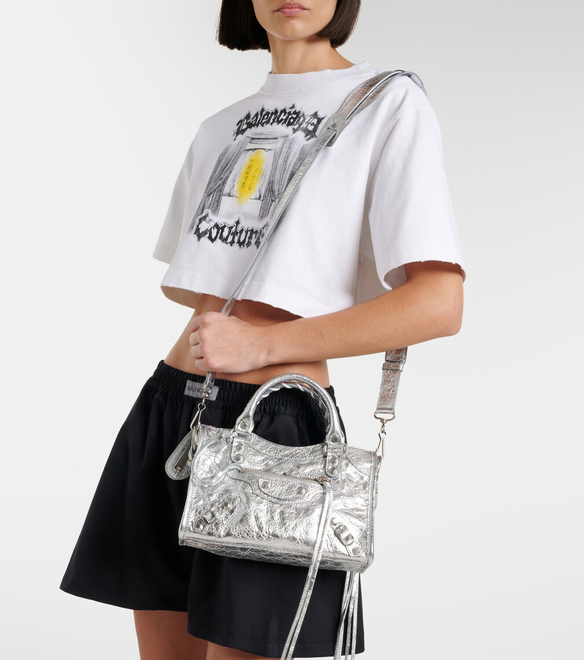 Balenciaga Le City Small metallic leather tote bag