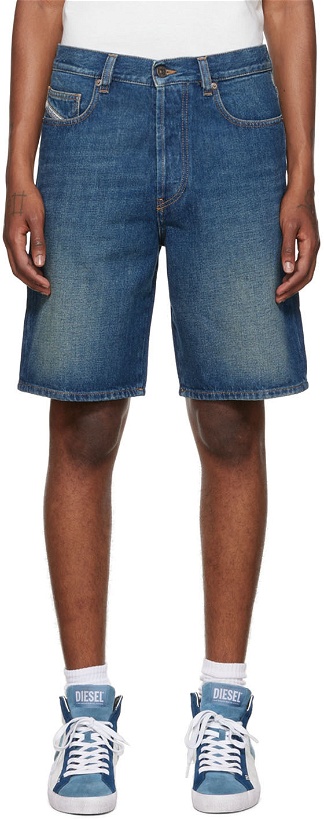 Photo: Diesel Blue Faded Denim Shorts
