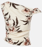 SIR Floral asymmetric linen top