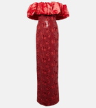 Markarian Rowan sequined off-shoulder bustier gown