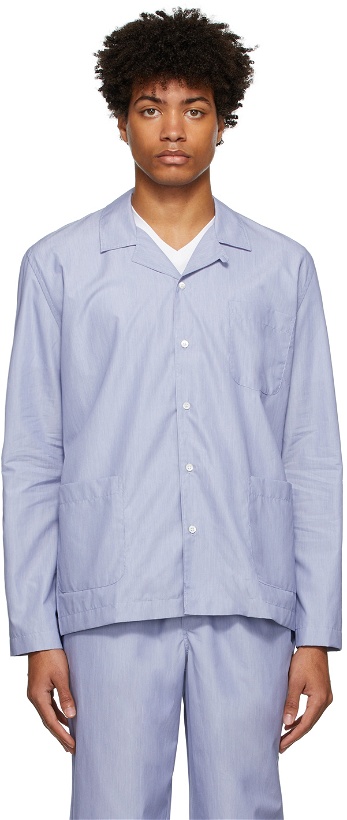 Photo: Sunspel Blue Cotton Pyjama Shirt