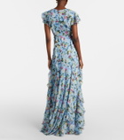 Carolina Herrera Floral ruffled silk gown