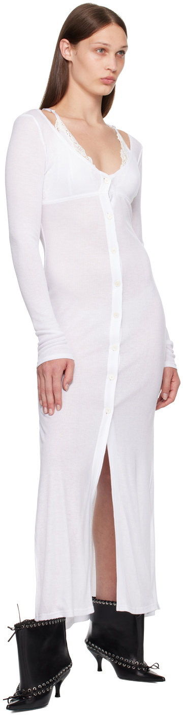 VAILLANT White Cardigan Midi Dress