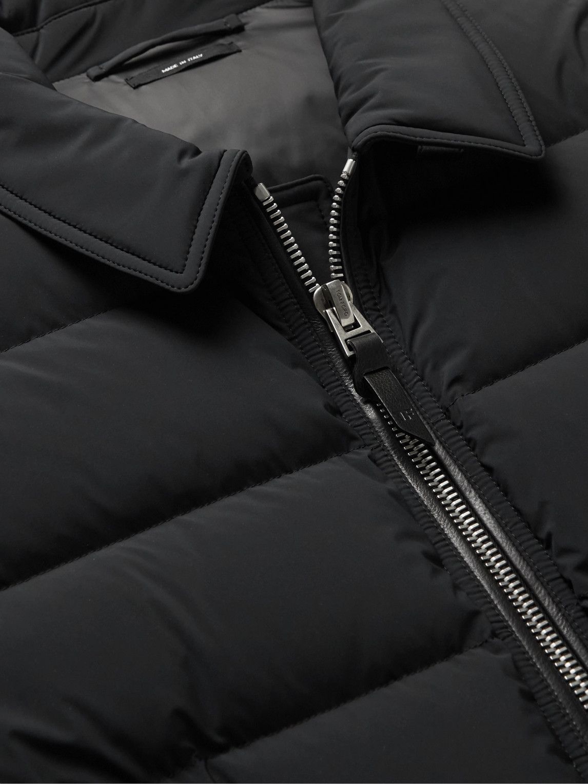 TOM FORD - Slim-Fit Leather-Trimmed Quilted Shell Down Jacket - Black ...