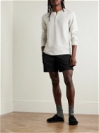 James Perse - Slim-Fit Poplin-Trimmed Cotton-Jersey Drawstring Shorts - Black