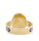 Foundrae - Karma 18-Karat Gold, Enamel and Diamond Signet Ring - Blue
