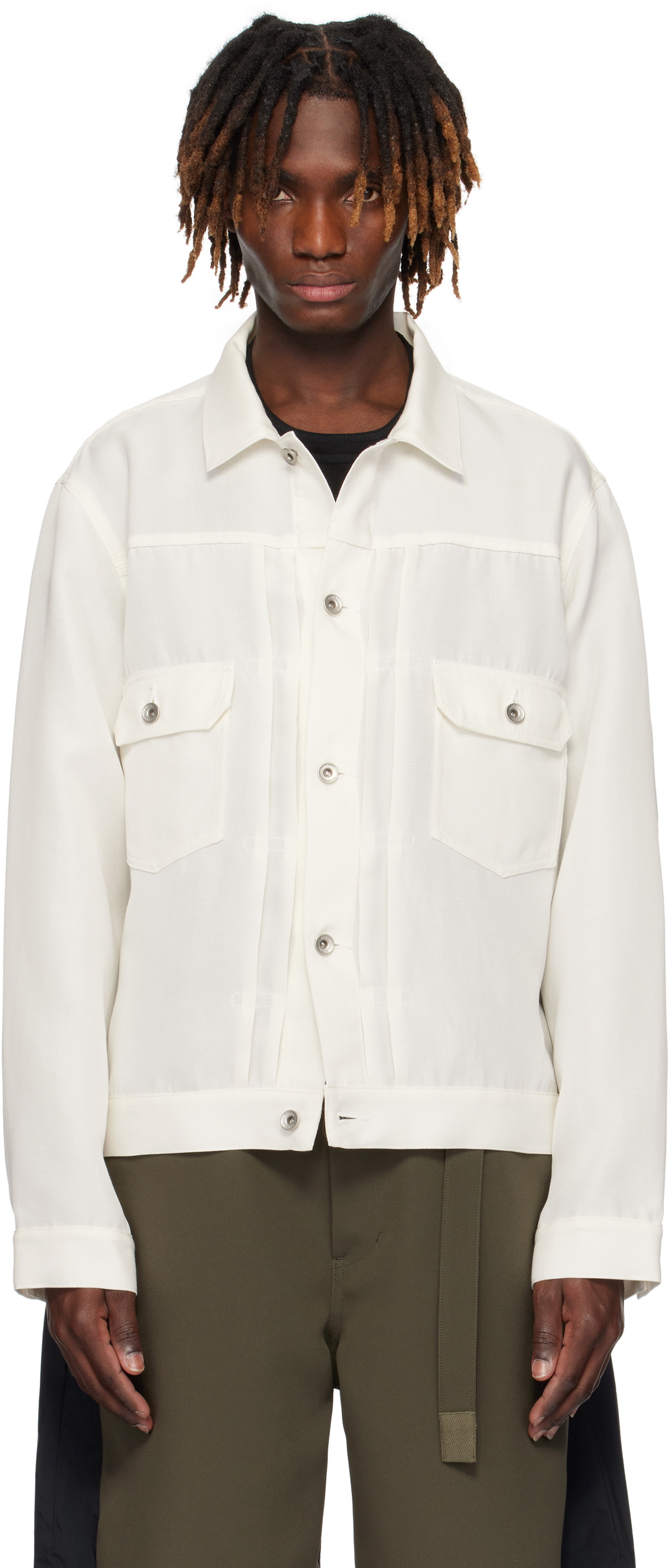sacai Off-White Double-Faced Silk Cotton Jacket Sacai
