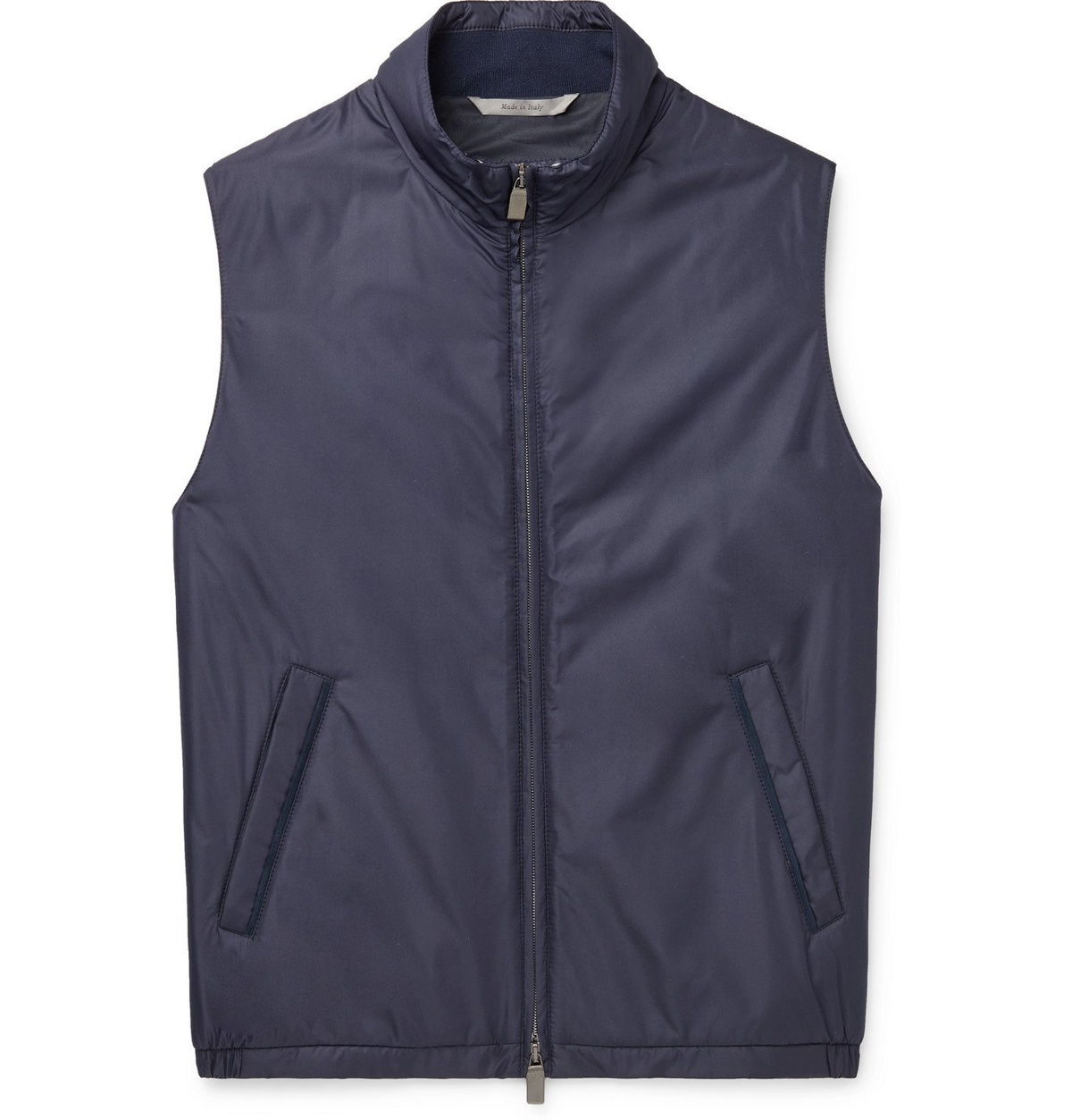 CANALI - Suede-Trimmed Padded Shell Gilet - Blue Canali