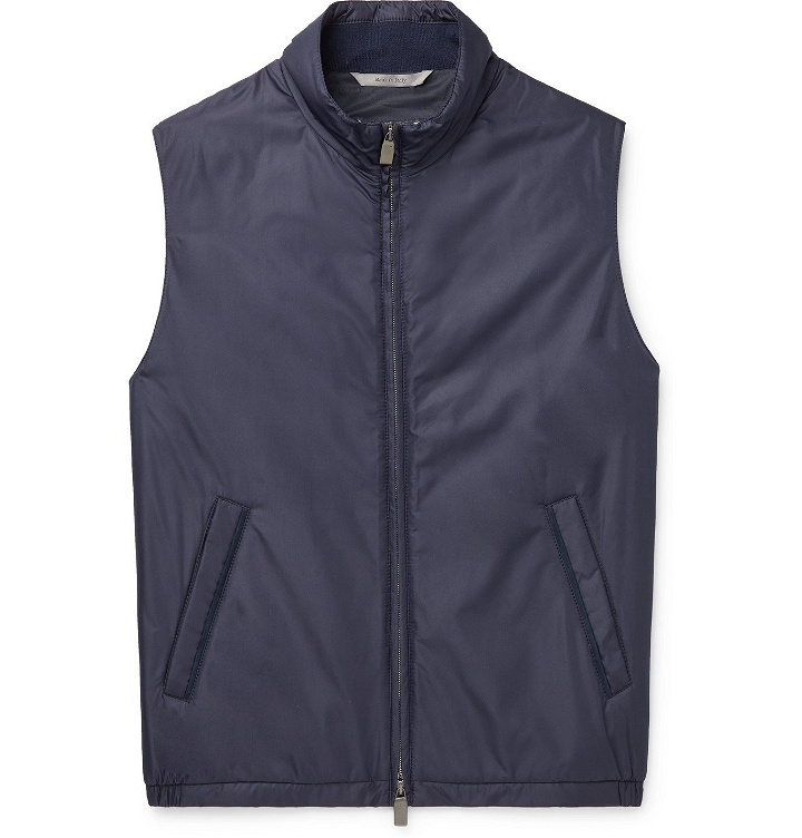 Photo: CANALI - Suede-Trimmed Padded Shell Gilet - Blue