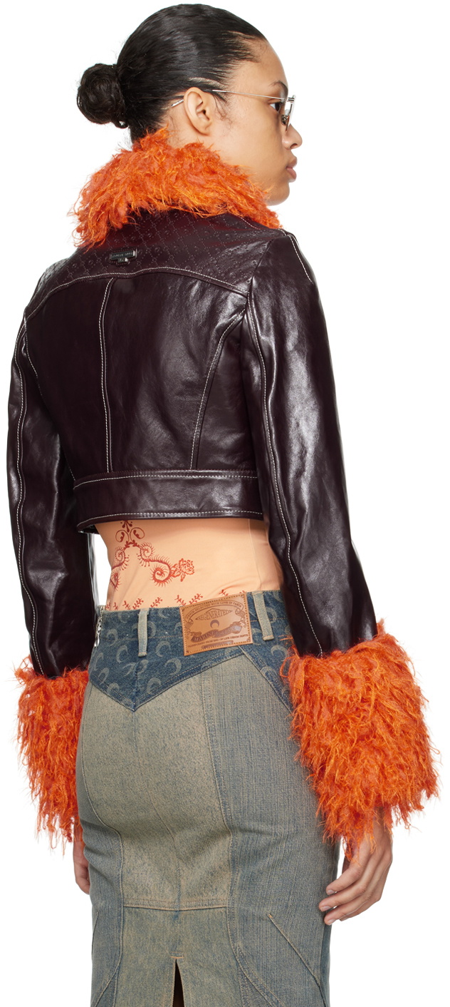 Marine Serre Brown Embossed Leather Jacket Marine Serre