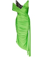 MARINE SERRE - Draped Shiny Viscose Jersey Midi Dress