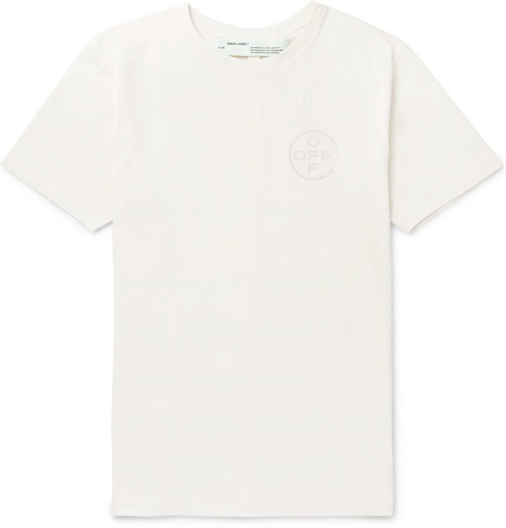 Photo: Off-White - Embellished Cotton-Jersey T-Shirt - Men - White