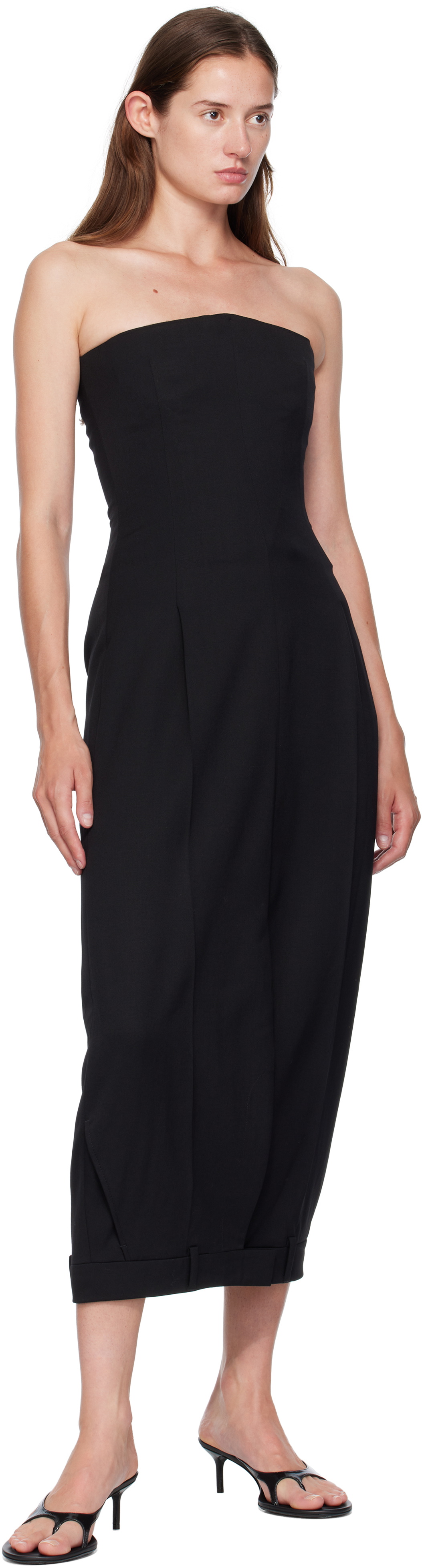 VETEMENTS Black Upside-Down Tailored Pantadress Maxi Dress