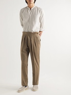 Rubinacci - Manny Slim-Fit Tapered Pleated Wool-Flannel Trousers - Brown