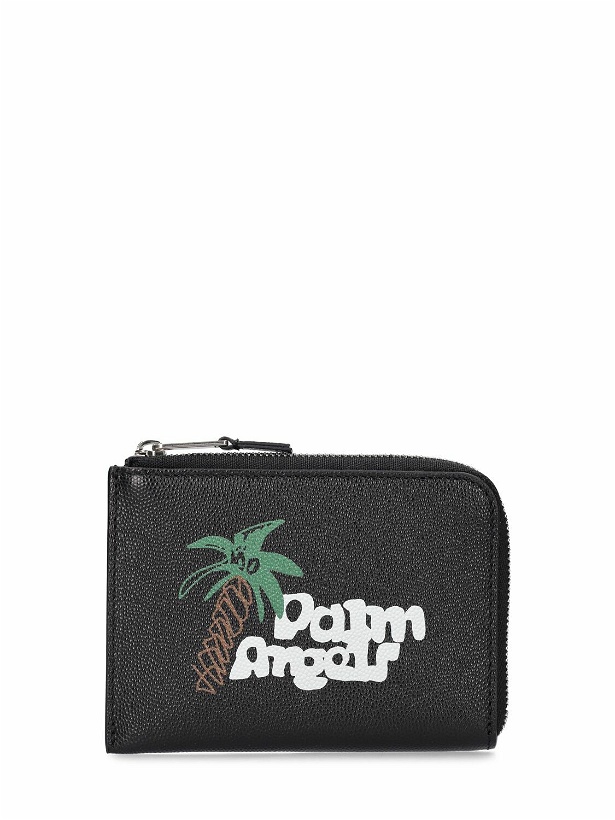Photo: PALM ANGELS Sketchy Leather Zip Card Holder
