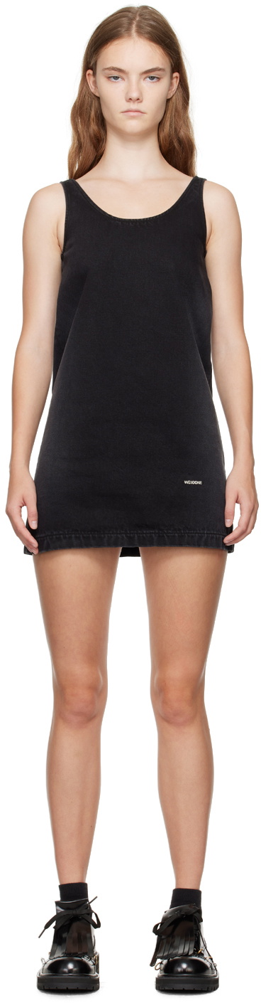 We11done Black Faded Denim Minidress