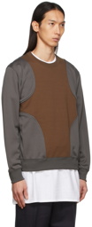 Comme des Garçons Homme Deux Khaki Panelled Crewneck Sweatshirt