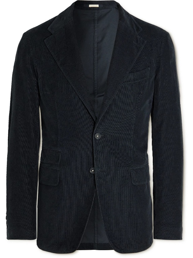 Photo: Massimo Alba - Unstructured Cotton-Corduroy Suit Jacket - Blue