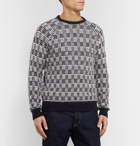 Incotex - Checked Brushed Virgin Wool-Blend Sweater - Blue