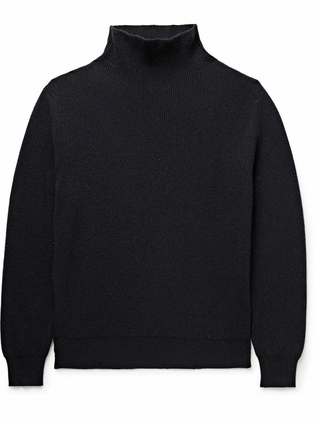 Photo: The Row - Daniel Ribbed Cashmere Rollneck Sweater - Blue